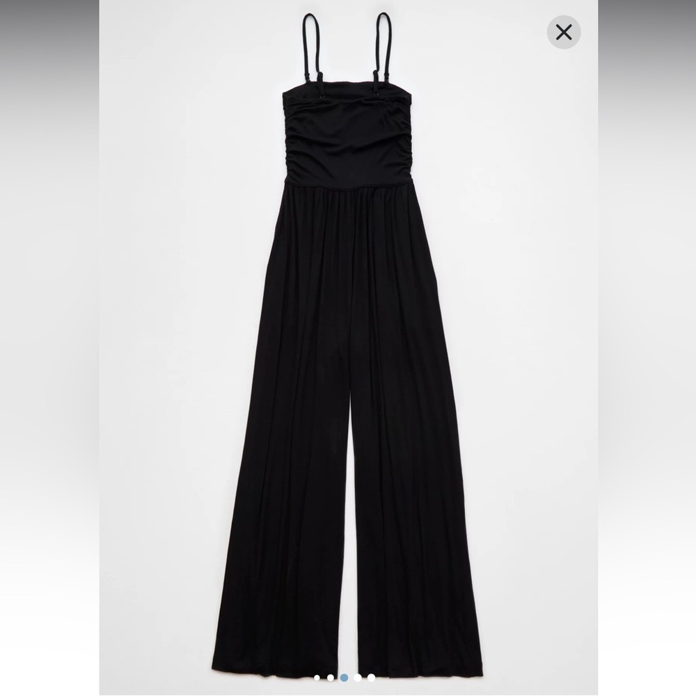 American Eagle Outfitters Black Wide-Leg Jumpsuit with Spaghetti Straps